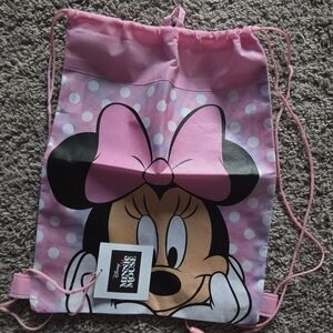 Disney Minnie Mouse Polka Dot Drawstring Pink Bag Small